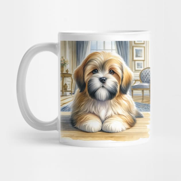 Watercolor Lhasa Apso Puppies - Cute Puppy by Aquarelle Impressions